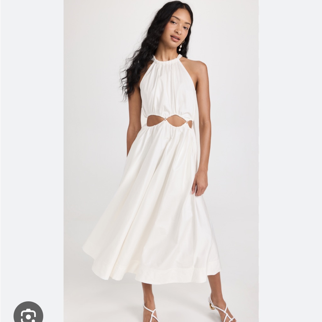 Aje Henriette Tie Strap White Midi Dress